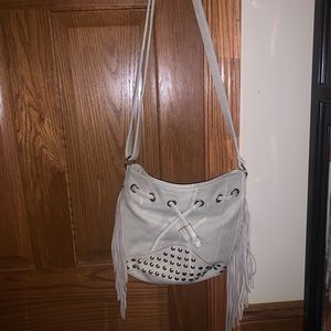 Tan fringe purse